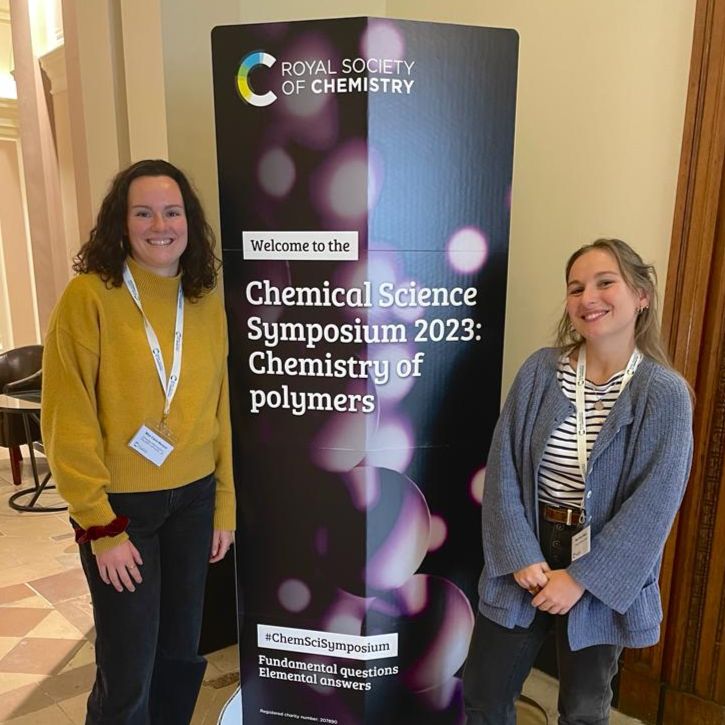 Flore Kilens and Claire Morand assisting to the Chemical Science Symposium about Chemistry of Polymers